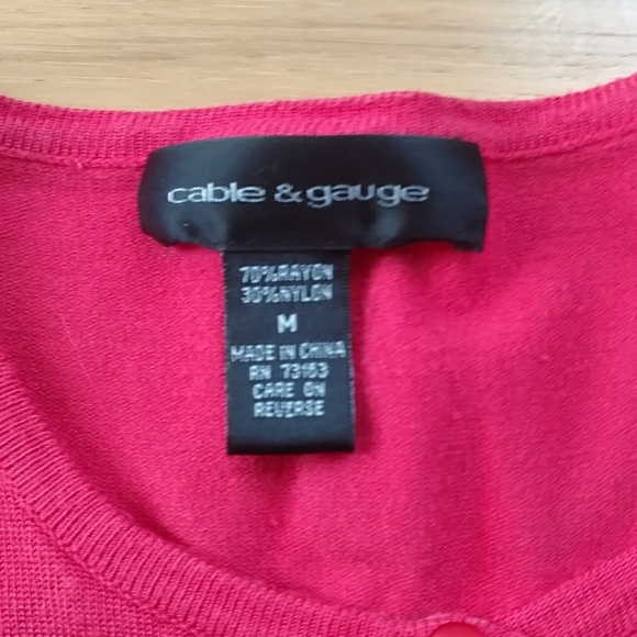 Cable & Gauge 3/4 Sleeve Coral Colored Cardigan - Picture 2 of 5